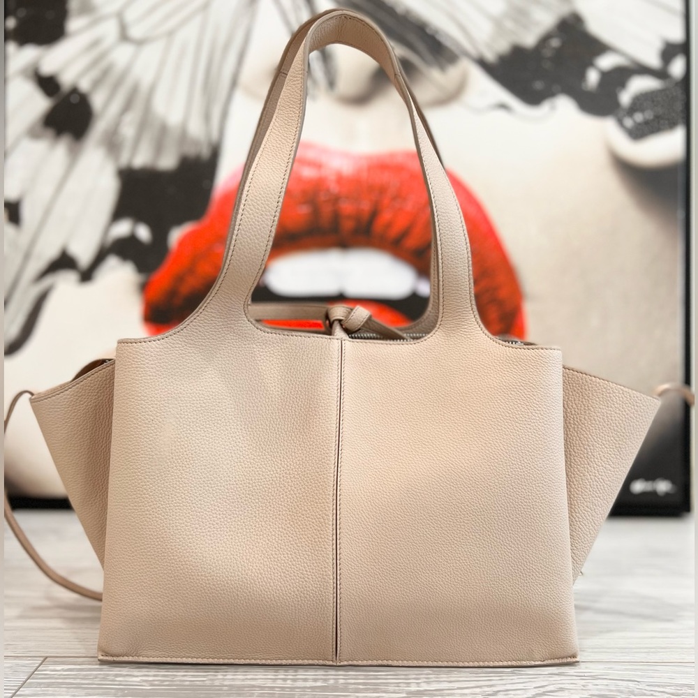 CELINE Tri Fold Small Grained Creamy Calfskin Leather Satchel - Picture 5 of 13